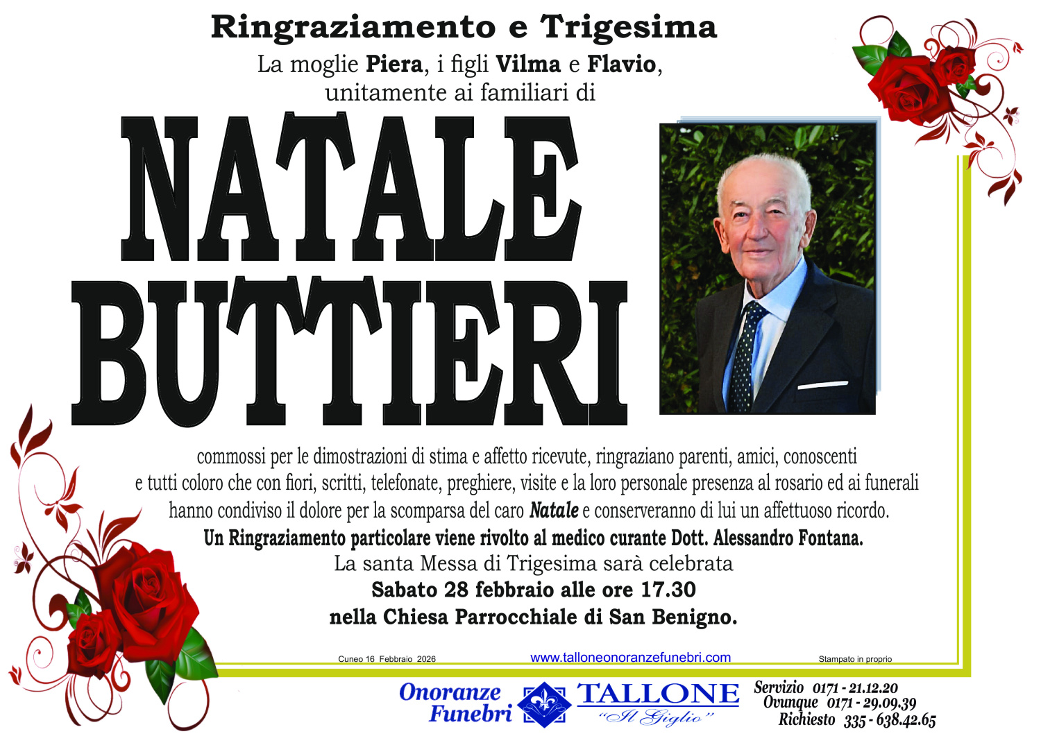 <br />
<b>Warning</b>:  Undefined variable $info in <b>/home/tallone/public_html/ringraziamenti.php</b> on line <b>68</b><br />
Natale Buttieri